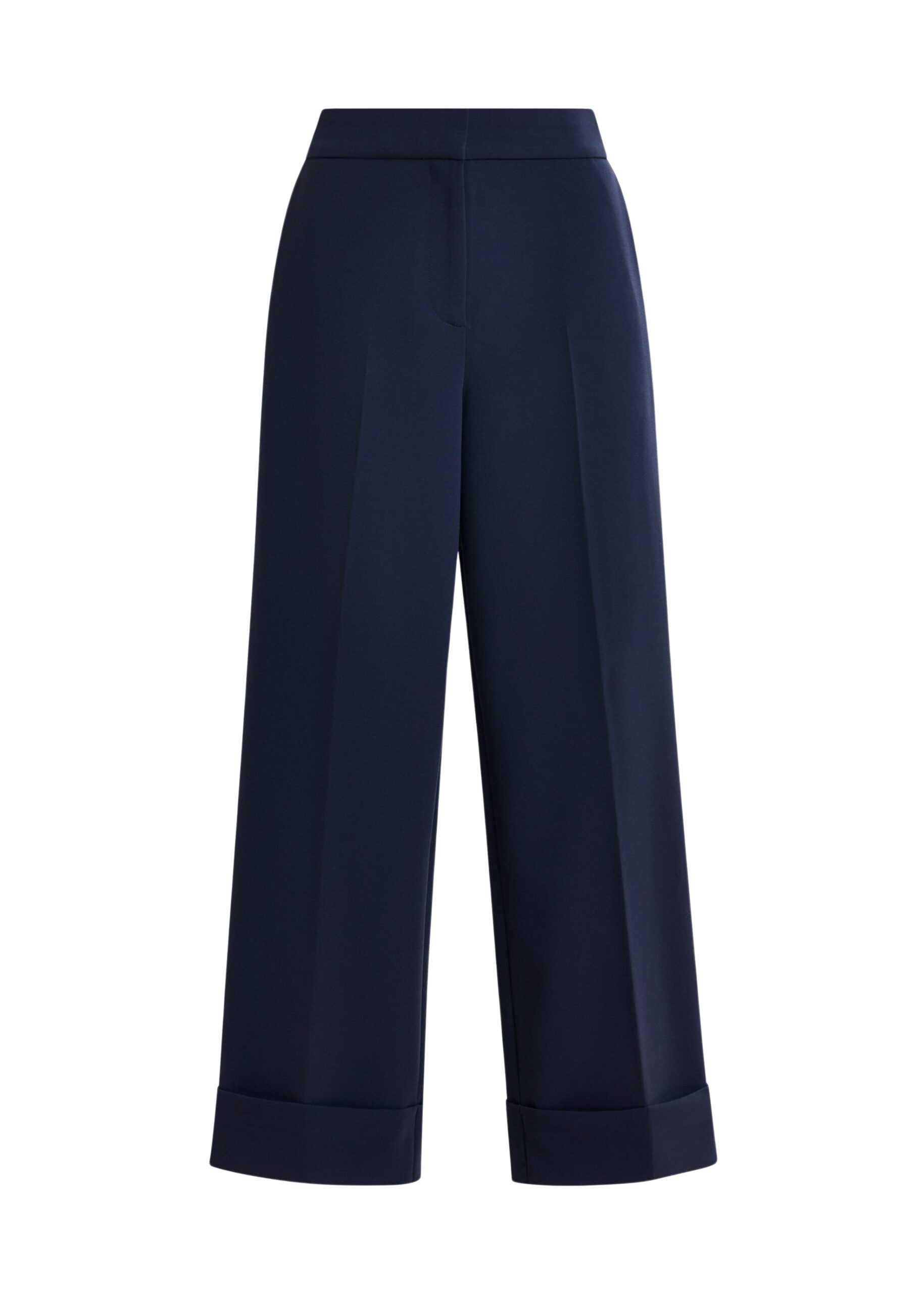 Essentiel Antwerp Navy cropped pants with folded cuffs