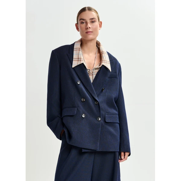 Essentiel Antwerp Navy double-breasted blazer, view 2