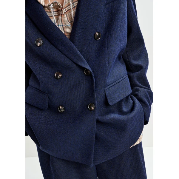Essentiel Antwerp Navy double-breasted blazer, view 3