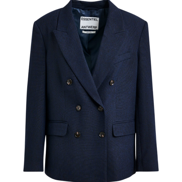 Essentiel Antwerp Navy double-breasted blazer - Essentiel Antwerp Jackets - Colorful Belgian Design - Shop at Coveti