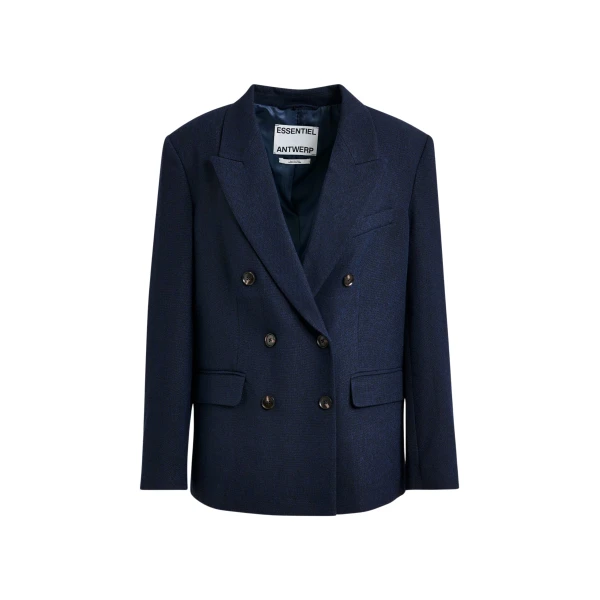 Essentiel Antwerp Navy double-breasted blazer - Essentiel Antwerp Jackets - Colorful Belgian Design - Shop at Coveti