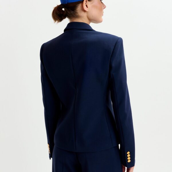Essentiel Antwerp Navy double-breasted blazer with gold-tone buttons - Essentiel Antwerp Jackets - Colorful Belgian Design - Shop at Coveti