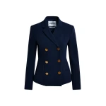 Essentiel Antwerp Navy double-breasted blazer with gold-tone buttons - Essentiel Antwerp Jackets - Colorful Belgian Design - Shop at Coveti