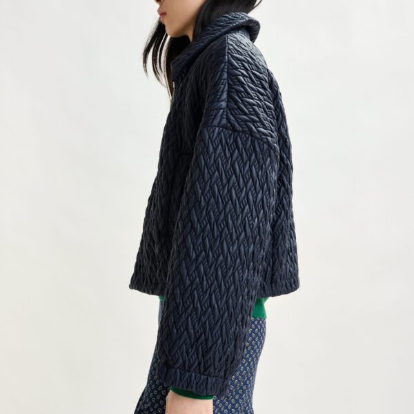 Essentiel Antwerp Navy faux leather bomber jacket - Essentiel Antwerp Jackets - Colorful Belgian Design - Shop at Coveti