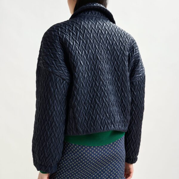 Essentiel Antwerp Navy faux leather bomber jacket - Essentiel Antwerp Jackets - Colorful Belgian Design - Shop at Coveti