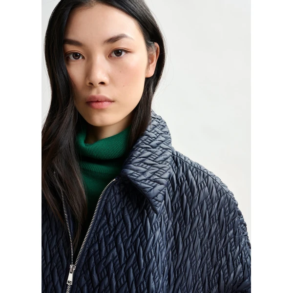 Essentiel Antwerp Navy faux leather bomber jacket, view 5
