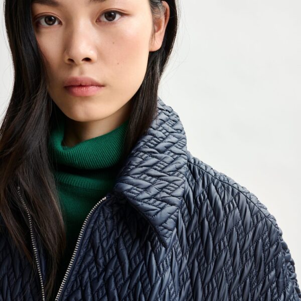 Essentiel Antwerp Navy faux leather bomber jacket - Essentiel Antwerp Jackets - Colorful Belgian Design - Shop at Coveti