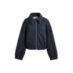 Essentiel Antwerp Navy faux leather bomber jacket - Essentiel Antwerp Jackets - Colorful Belgian Design - Shop at Coveti