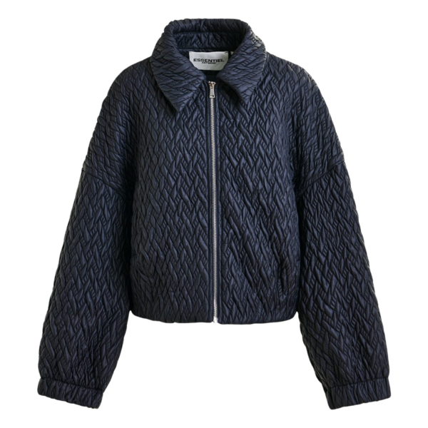 Essentiel Antwerp Navy faux leather bomber jacket - Essentiel Antwerp Jackets - Colorful Belgian Design - Shop at Coveti