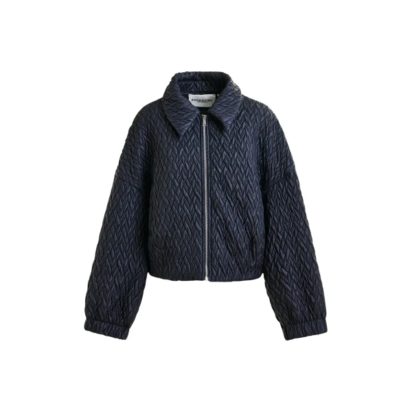 Essentiel Antwerp Navy faux leather bomber jacket - Essentiel Antwerp Jackets - Colorful Belgian Design - Shop at Coveti