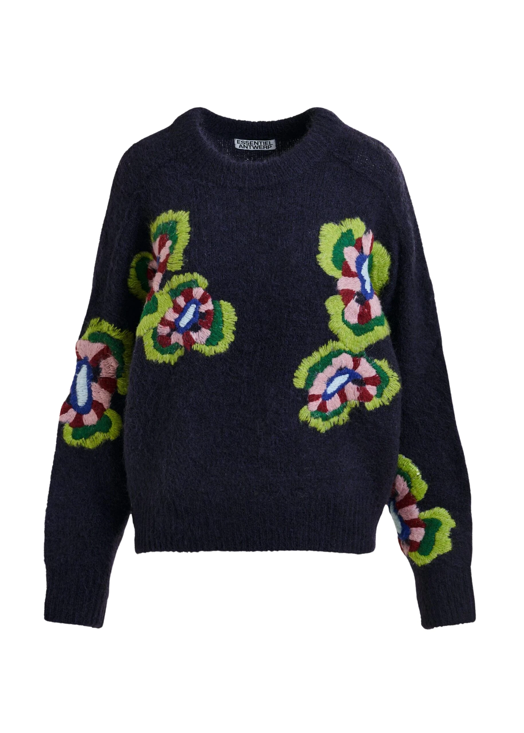 Navy-green-and-red-fine-knit-sweater-with-embroidered-flowers-Essentiel-Antwerp-Knitwear-scaled56235_nobg Essentiel Antwerp Navy