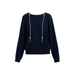 Essentiel Antwerp Navy open-back sweater with rhinestone strings - Essentiel Antwerp Knitwear - Colorful Belgian Design - Shop at Coveti