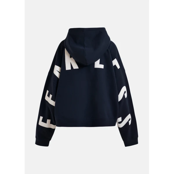 Essentiel Antwerp Navy oversized cotton hoodie with “fearless”-print, view 2