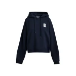 Essentiel Antwerp Navy oversized cotton hoodie with "fearless"-print - Essentiel Antwerp Hoodies - Colorful Belgian Design - Shop at Coveti