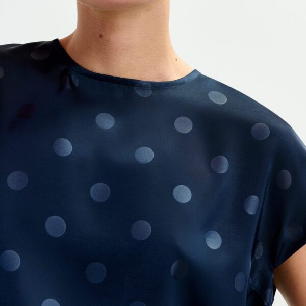 Essentiel Antwerp Navy polkadot top with cap sleeves - Essentiel Antwerp Tops - Colorful Belgian Design - Shop at Coveti