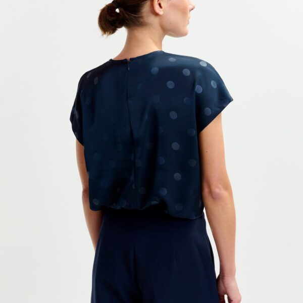 Essentiel Antwerp Navy polkadot top with cap sleeves - Essentiel Antwerp Tops - Colorful Belgian Design - Shop at Coveti