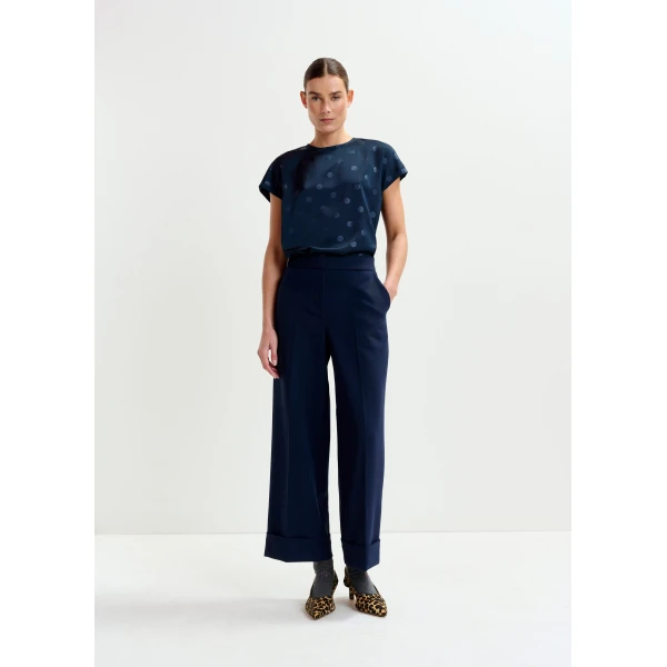 Essentiel Antwerp Navy polkadot top with cap sleeves, view 5