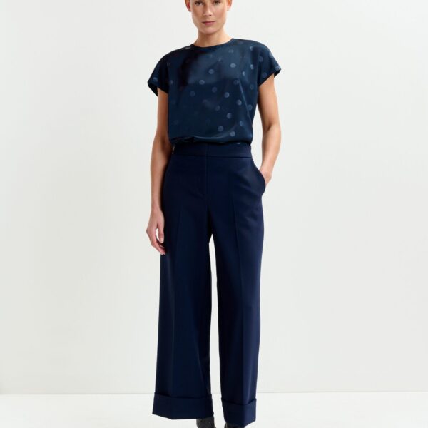Essentiel Antwerp Navy polkadot top with cap sleeves - Essentiel Antwerp Tops - Colorful Belgian Design - Shop at Coveti