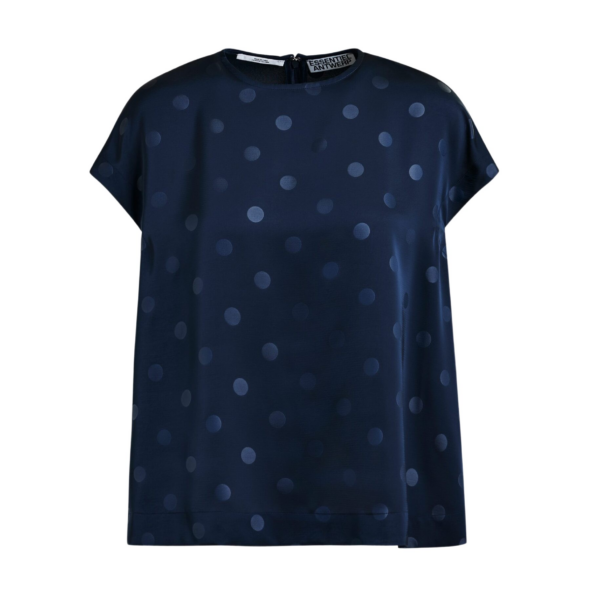 Essentiel Antwerp Navy polkadot top with cap sleeves - Essentiel Antwerp Tops - Colorful Belgian Design - Shop at Coveti