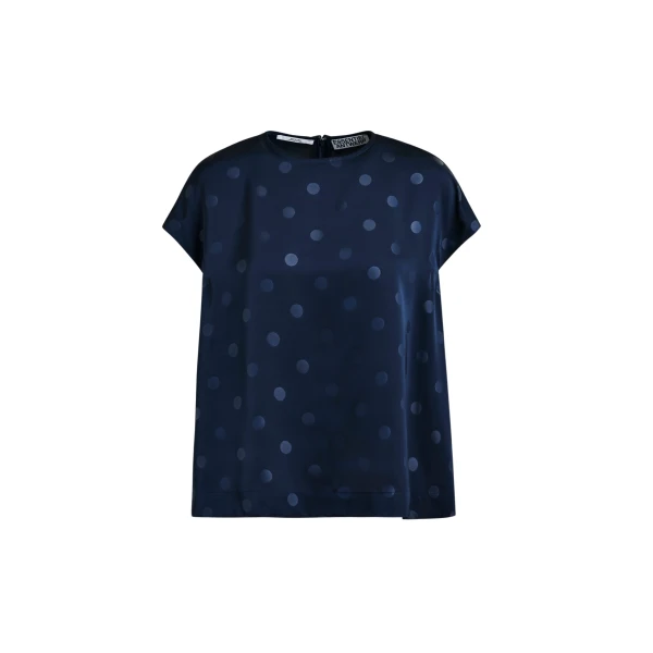 Essentiel Antwerp Navy polkadot top with cap sleeves - Essentiel Antwerp Tops - Colorful Belgian Design - Shop at Coveti