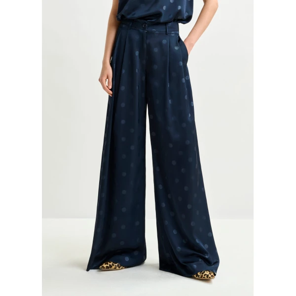 Essentiel Antwerp Navy printed wide-leg pants, view 3
