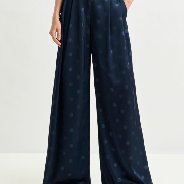 Essentiel Antwerp Navy printed wide-leg pants - Essentiel Antwerp Pants - Colorful Belgian Design - Shop at Coveti