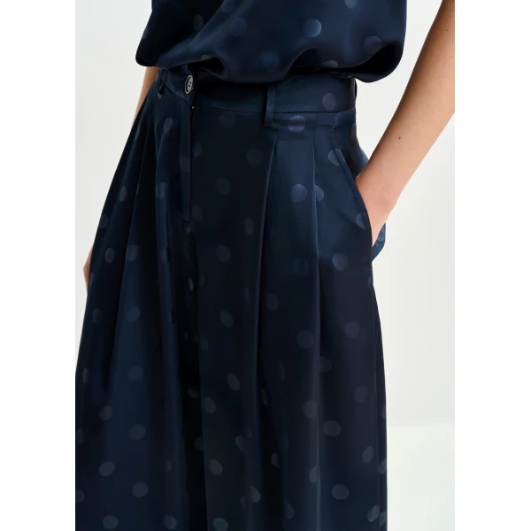 Essentiel Antwerp Navy printed wide-leg pants, view 4