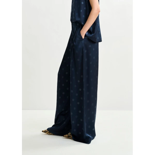 Essentiel Antwerp Navy printed wide-leg pants, view 5
