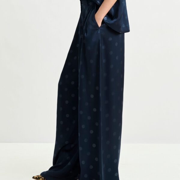 Essentiel Antwerp Navy printed wide-leg pants - Essentiel Antwerp Pants - Colorful Belgian Design - Shop at Coveti