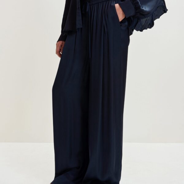Essentiel Antwerp Navy wide-leg pants - Essentiel Antwerp Pants - Colorful Belgian Design - Shop at Coveti