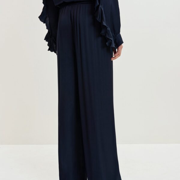 Essentiel Antwerp Navy wide-leg pants - Essentiel Antwerp Pants - Colorful Belgian Design - Shop at Coveti