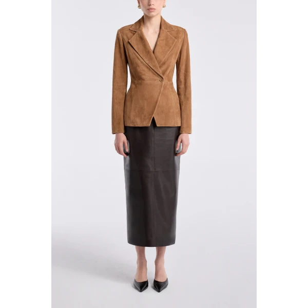 Nour Hammour 90s Blazer Tailored Suede Blazer, view 2