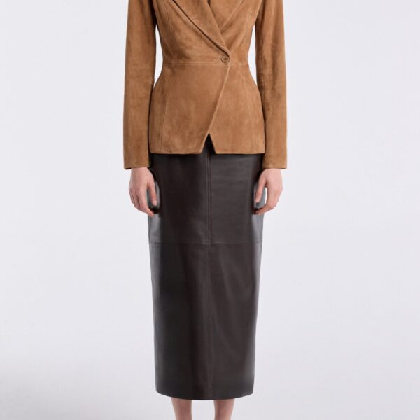 Nour Hammour Jackets Color | 90s Blazer Tailored Suede Blazer luxury leather Jackets from Coveti
