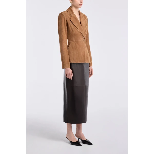 Nour Hammour 90s Blazer Tailored Suede Blazer, view 3