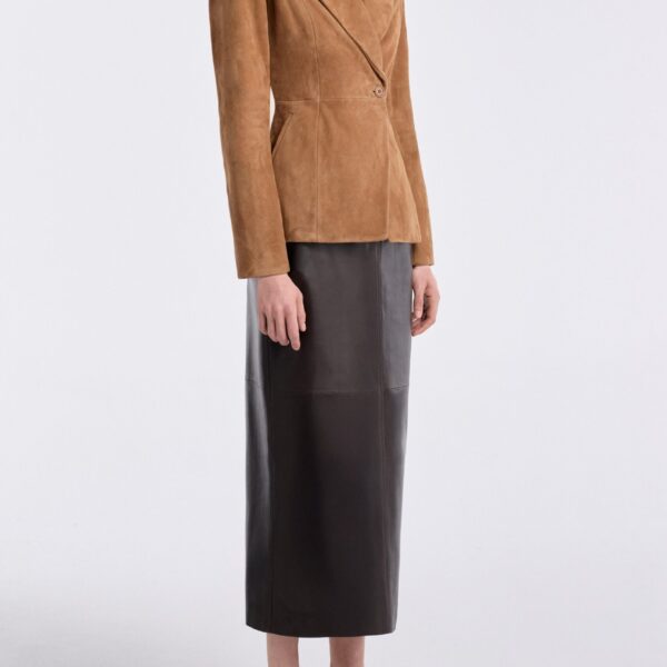 Nour Hammour Jackets Color | 90s Blazer Tailored Suede Blazer luxury leather Jackets from Coveti