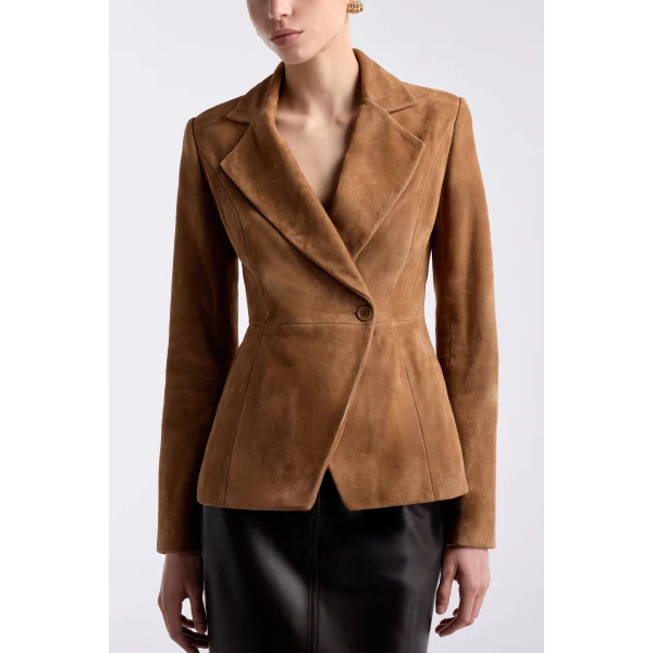 Nour Hammour 90s Blazer Tailored Suede Blazer, view 5