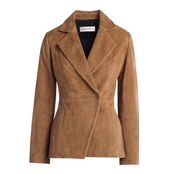 Nour Hammour Jackets Color | 90s Blazer Tailored Suede Blazer luxury leather Jackets from Coveti