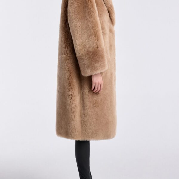 Nour Hammour Coats Color | Anaïs Textured Shearling Coat luxury leather Coats from Coveti
