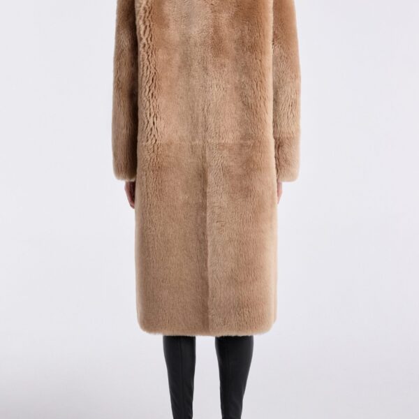 Nour Hammour Coats Color | Anaïs Textured Shearling Coat luxury leather Coats from Coveti