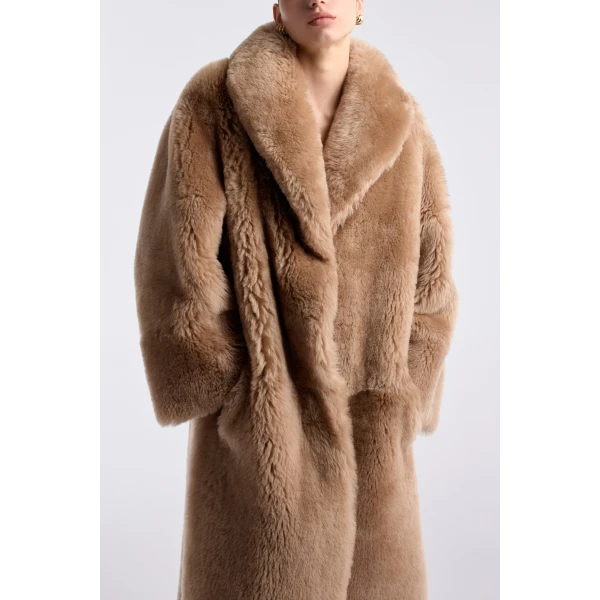 Nour Hammour Anaïs Textured Shearling Coat, view 5