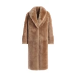 Nour Hammour Coats Color | Anaïs Textured Shearling Coat luxury leather Coats from Coveti