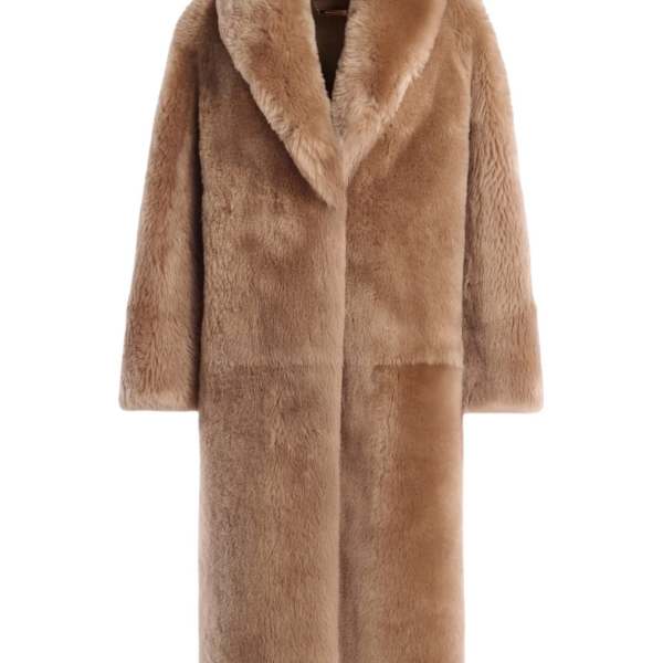 Nour Hammour Coats Color | Anaïs Textured Shearling Coat luxury leather Coats from Coveti