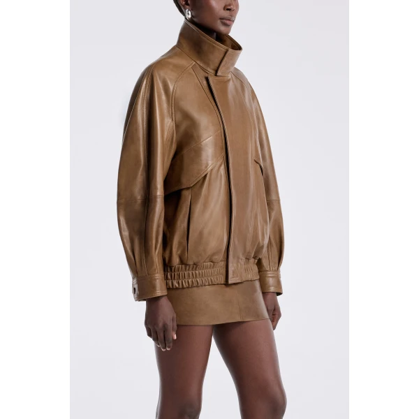 Nour Hammour Ariste Fluid Leather Jacket, view 3