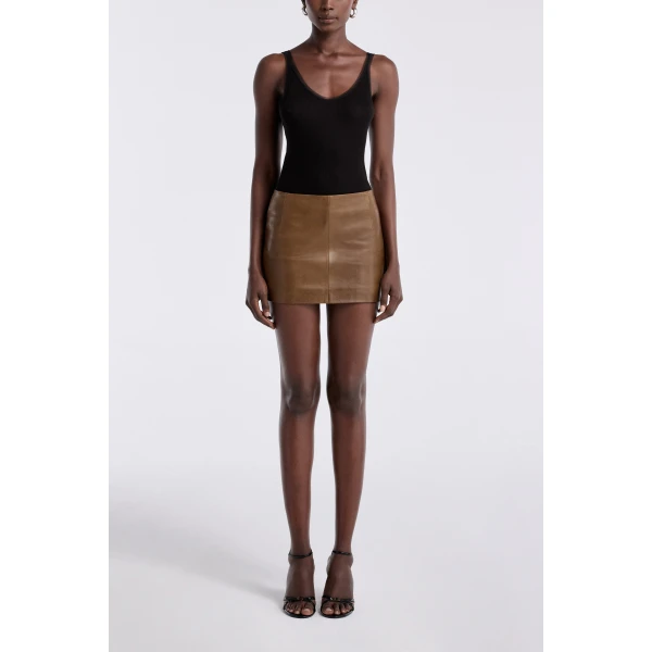 Nour Hammour Avery Skirt Ultra Mini Leather Skirt, view 2