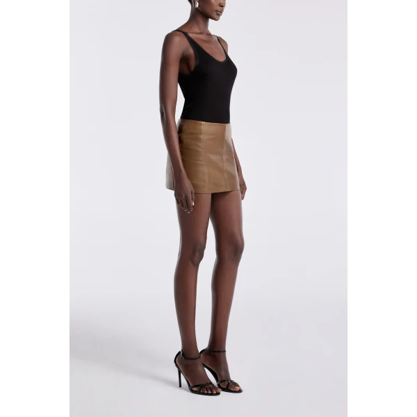Nour Hammour Avery Skirt Ultra Mini Leather Skirt, view 3