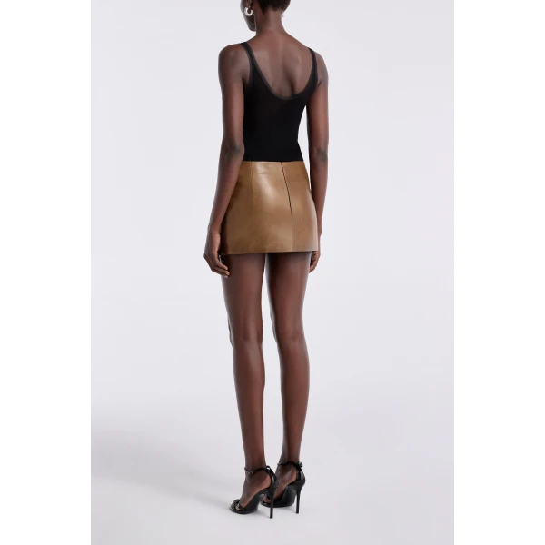 Nour Hammour Avery Skirt Ultra Mini Leather Skirt, view 4