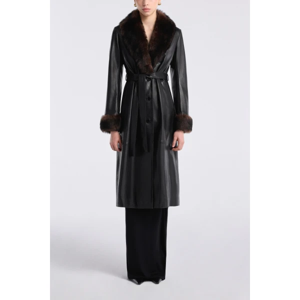 Nour Hammour Baez Luxe Leather Coat, view 2