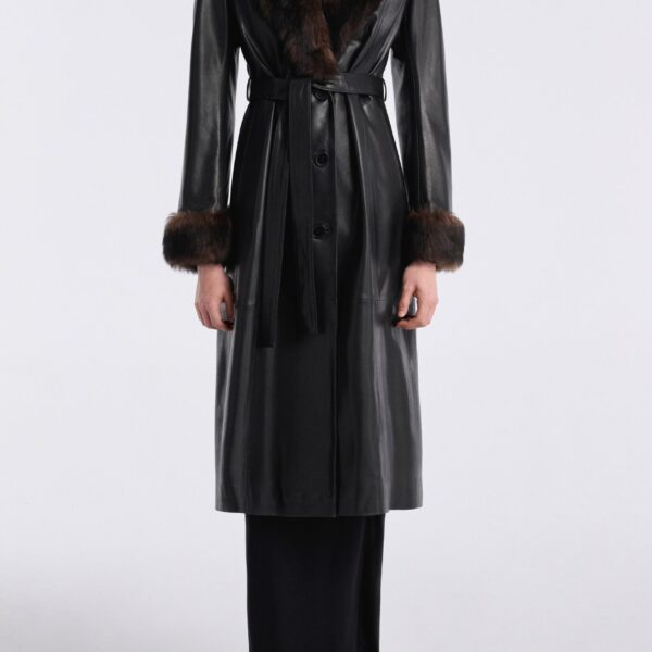 Nour Hammour Coats Color | Baez Luxe Leather Coat luxury leather Coats from Coveti