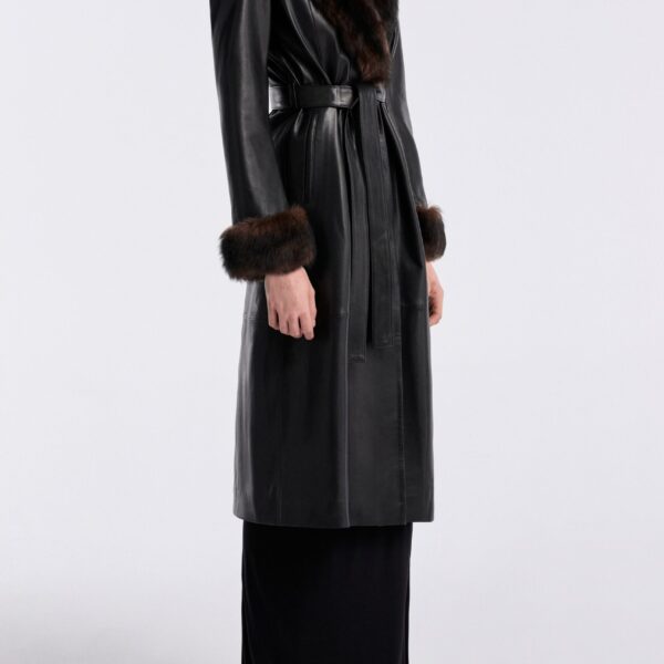 Nour Hammour Coats Color | Baez Luxe Leather Coat luxury leather Coats from Coveti