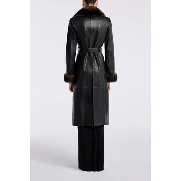 Nour Hammour Baez Luxe Leather Coat, view 4